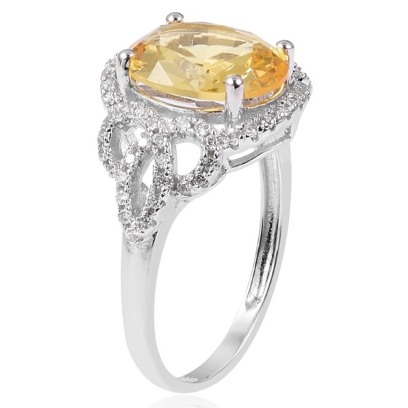 Yellow and white CZ SS ring - Picture 2 of 4